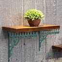 BRASSTAR Cast Iron Green European Style Wall Shelf Brackets Thick Wall Hanger Antique Home Farmhouse Decorative 2PCS Large 10.6in (Length) TQGJPT157