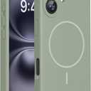 Miracase Compatible with iPhone 16 Case, [Soft Anti-Scratch Microfiber Lining], Compatible with MagSafe, Liquid Silicone Case Shockproof Drop Protection Phone Case for 16,Patina Green
