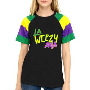 Fat Tuesday Shirt for Women La Weezy Ana T-Shirts New Orleans Carnival Tee Tops (Black, XL)