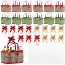 Reallnaive 11 Set Christmas Baskets for Gifts Empty Woven Bamboo Gift Basket with Handle and Gift Wrap Bag Ribbon Red Green Decorative Gifts Basket to Fill for Xmas Thanksgiving Birthday Mother's Day