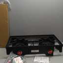 Gas One Propane Double Burner Two Burner Camp Stove Outdoor High Pressure Propane 2 Burner Adjustable PSI Regulator and 4ft Steel Braided Hose With Removable Legs