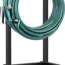 TomCare Garden Hose Holder 4 Spikes Garden Hose Reel Hose Stand Upgraded Water Hose Storage with Tool Hooks Garden Hose Hanger Organizer Holds 160ft Hoses for Outside Yard Lawn, Black