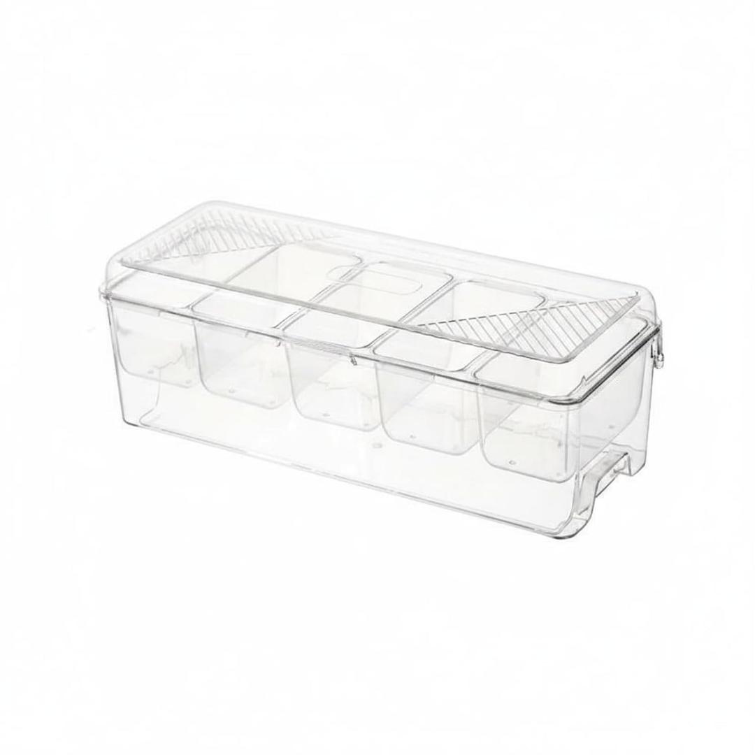 Kitchen Compartment Fruit Box, Portion Control Salad Bento Container, Divided Meal Prep Lunch Tote for Work Picnic Camping Travel, Set Of 2