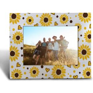 Sunflower Themed Picture Frame 4x6,Sunflower Yellow Wood Picture Frame For Women Best Friends Girl Bestie,Daisy Picture Frames,You Are My Sunshine Gifts