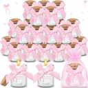 Threlaco 20 Pcs Bow Baby Shower Favors Party Candle Lavender Scented Glass Mason Jar Wax Candle Bulk for Guests Girl Boy Gender Reveal Party Gifts(Pink)