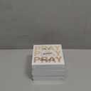 Absnfatu Christian Wooden Sign - Pink Pray Desk Decor - Christian Gifts for Women, Prayer Room Decor - 5x5(Style B), Pack 3