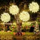 Christmas String Lights Outdoors,4 Pack 15.74" Sphere Lights,Ball Tree Garden Globe Lights for Home, Party, Christmas, Porch Patio,Wedding, Garden,Tree Decoration with Plug (Warm White)