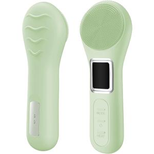 Facial Cleansing Brush, IPX7 Waterproof Rechargeable Silicone Face Scrubber, 5 Cleansing Modes Face Brush for Face Exfoliator, Exfoliating and Massaging Face Scrubber Exfoliator -Matcha Green