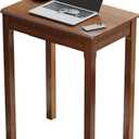 Solid Wood Desk with Drawers - 24 x 16 Inch Vintage Narrow Desks, Mid Century Modern Desks, Rubber Wood Study Table, Small Writing Desk for Bedroom|Small Spaces - Walnut Color, 23.6 in W x 15.7 in D