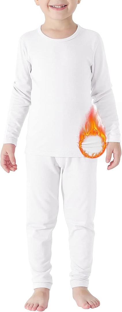 Thermal Underwear for Kids Toddler Winter Base Layer Long Johns Sets for Girls Boys (X-Large (110) /4T-5T, White)