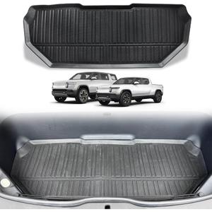 BestEvMod for Rivian R1T R1S All-Weather Front Trunk Mat TPE Material Rubber Cargo Liner Compatible with Rivian R1T R1S 2022 2023 2024 Accessories (Upper Layer)