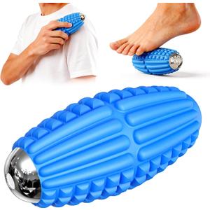 Mini Massage Ball 4 Speeds Vibrating Massage Roller Ball for Foot,Leg,Palm,Hand,Neck,Back,Trigger Point Portable Muscle Plantar Fasciitis Relief Relaxation for Athletes & Office Workers (Blue)