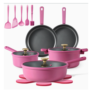 CAROTE Non Stick Pots and Pans Set, Cookware Sets Nonstick, Kitchen Cooking Set with Stay-Cool Handles,with Silicone Tools and Pot Protectors,16 Piece