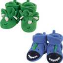 Hudson Baby Unisex-Child Cozy Fleece Booties Winter Accessory Set (0-6 Months Infant, Boy Dino)