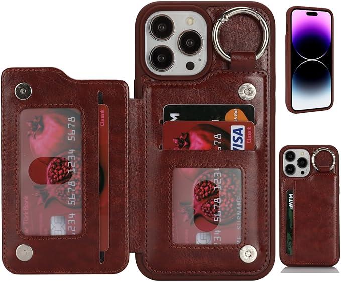 for iPhone 16 Pro Case Compatible MagSafe Wallet with Card Holder - Detachable 2 in 1 Magnetic Stand Cover - Wireless Charging Credit Card Slots for Men Women-Beige