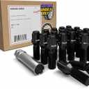 Wheel Accessories Parts 20 Pcs M14 x 1.50 14 x 1.5 Thread Acorn Seat Spline Lug Bolt Black Finish 33mm Shank Length Car Spline fits BMW 7 Series X3 X5  Land Rover Range Rover