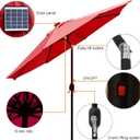 Blissun 9 ft Solar Umbrella, 32 LED Lighted Patio Umbrella, Table Market Umbrella, Outdoor Umbrella for Garden, Deck, Backyard, Pool and Beach (Red)