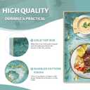 MAONAME Turquoise Square Decorative Tray for Coffee Table, Marbling Serving Tray with Handles, Modern 13" Plastic Trays for Ottoman, Bathroom, Storage
