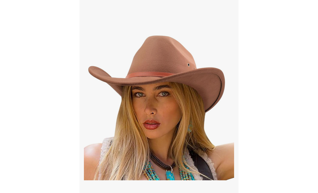 DRESHOW Cowboy Hat for Women and Men Western Felt Cowboy Cowgirl Hat Wide Brim Belt Buckle Retro Fedora Hats Unisex Caps