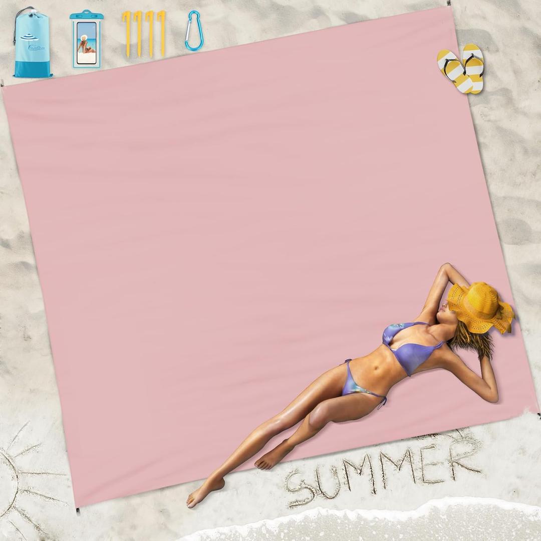 Beach Blanket Sandproof Waterproof 78''81''1-5 Adults Oversized,Compact Lightweight Durable Beach Mat for Travel Camping Hiking Picnic Blanket (Pink) Beach Blanket Sandproof Waterproof 78''81''1-5 Adults Oversized,Compact Lightweight Durable Beach Mat for Travel Camping Hiking Picnic Blanket (Pink)
