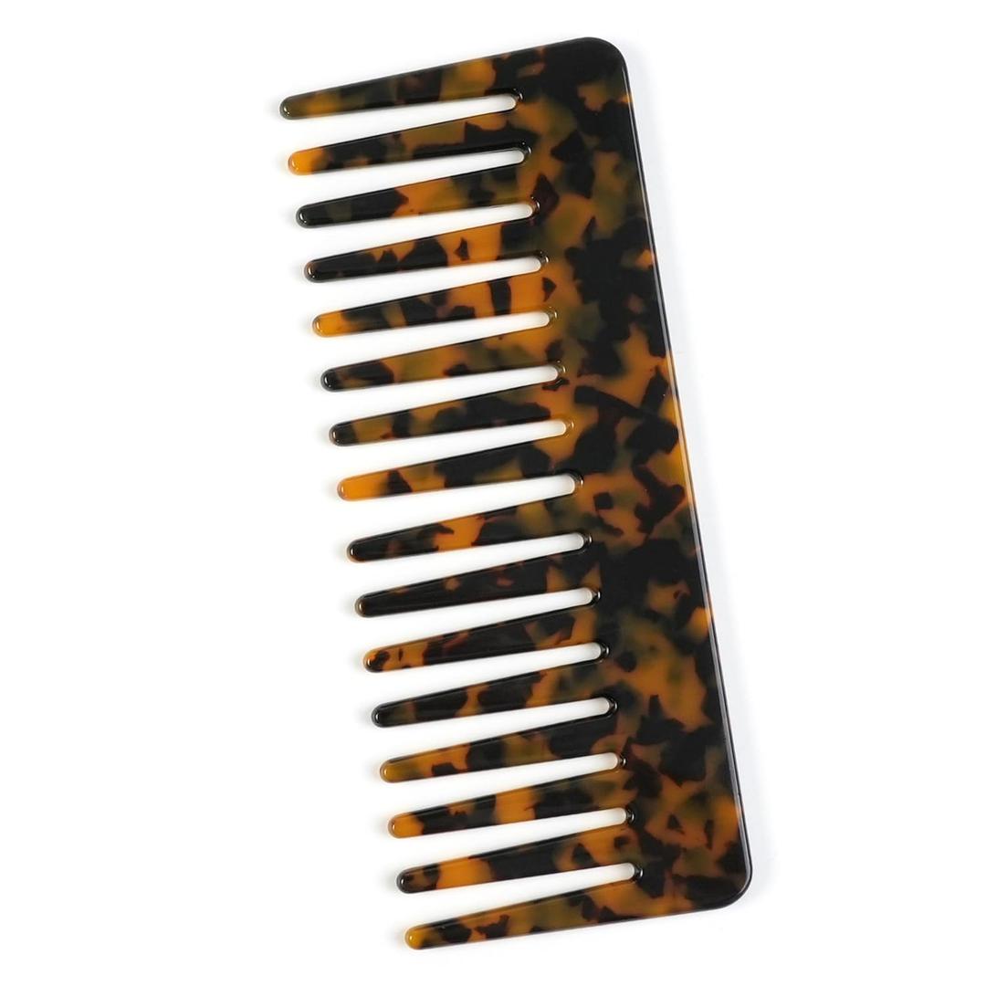 Hair Detangling Comb, Large Cellulose Acetate Wide Tooth Comb for Wet and Dry, Women's Thick Curly Wavy Hair (Tortoise Shell)