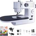 Sewing Machine with Double Needle & Extension Table, Professional Sewing Machine Full Metal Core, 39 Stitches 5 Speeds, 6 Layer Fabric Sewing Machine for Beginners and Advanced, 42PCS Kit
