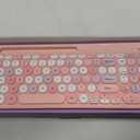 Retro Wireless Keyboard with Round Keycaps, 2.4GHz Full-Size USB Cute Wireless Keyboard Mouse for Computer, Desktop, Laptop and Computer (Pink-Colorful)
