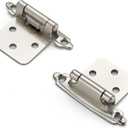 Ravinte 50 Pack (25 Pairs) 1/2 inch Overlay (Variable) Cabinet Hinges, Self-Closing Semi-Concealed Face Mount, Satin Nickel Decorative Hardware with Door Bumpers for Kitchen & Cupboard Doors, Silver