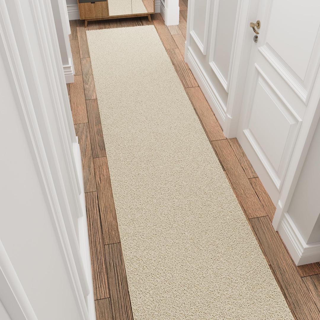 Ottomanson 2' x 10' Shaggy Runner Rug - Plush & Cozy Non-Slip Carpet for Bedroom, Living Room, Bathroom & Entryway - Durable & High-Traffic Friendly for Hallways & Dorms, Cream