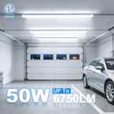 SHOPLED LED Shop Light 5FT, 50W 6750LM 6000K Cool White, V-Shape T8 Linkable LED Tube Lights, Work Shop Lights for Garage, Workbench, Basement, ETL Listed, 4 Pack