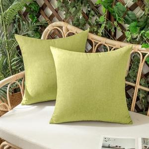Woaboy Set of 2 Outdoor Waterproof Throw Pillow Covers Moss Green Decorative Farmhouse Solid Cushion Cases for Spring Bed Sofa Couch Car Living Room 18x18 Inch
