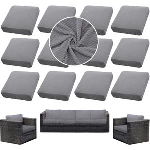 12PCS Patio Cushion Covers,Patio Furniture Couch Seat Slipcovers | Washable Fumiture Protector, Replacement for Sofa SectionalChair Elastic-Bottomed Sofa Chair Cover