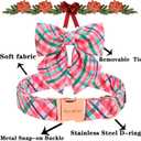 Unique style paws Dog Collar with Tie Pink & Green Plaid Dog Collar Best Gifts for Small Medium Large Dogs -S