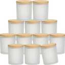 12Pcs Empty Candle Jars 14 fl.oz Frosted Glass Jars Bulk with Bamboo Lids, Making Candles Containers Vessels for Candle Business 12 14 fl.oz