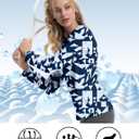 FKEEP Women's Tennis Golf Shirt Long Sleeved Top Sport Activewear V-Neck Workout Athletic (01 Black Squares)