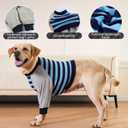 FUAMEY Dog Recovery Sleeve with Elbow Protector,Dogs Shirt Stop Licking Joints,Pet Long Sleeve Suit Protecting Dog's Front Leg Arm Wounds Cover Skin Conditions Blue Stripe L