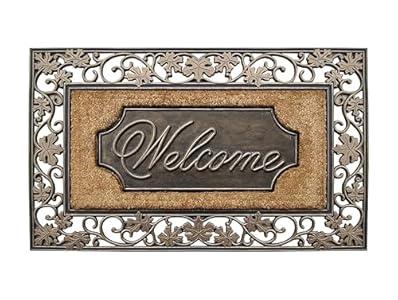 A1HC Natural Coir and Rubber Door Mat, 38x23, Thick Durable Doormats for Indoor Outdoor Entrance, Heavy Duty, Thin Profile Door Mat, Easy to Clean, Long Lasting, Front Door Entry Doormat