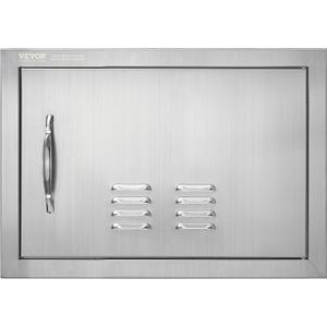 VEVOR Single Outdoor BBQ Access Door - 20W x 14H Inch, Stainless Steel Flush Mount, Vertical Wall Door with Handle and Vents for Grilling Station, Outside Cabinet