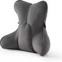 Lumbar Support Pillow (Pat. Pend) for Office Chair, Couch, Recliner & Car Seat, Ergonomic Back Support for Lower Back Comfort, with Adjustable Strap to Stay in Place, Steel Gray, 17.7"