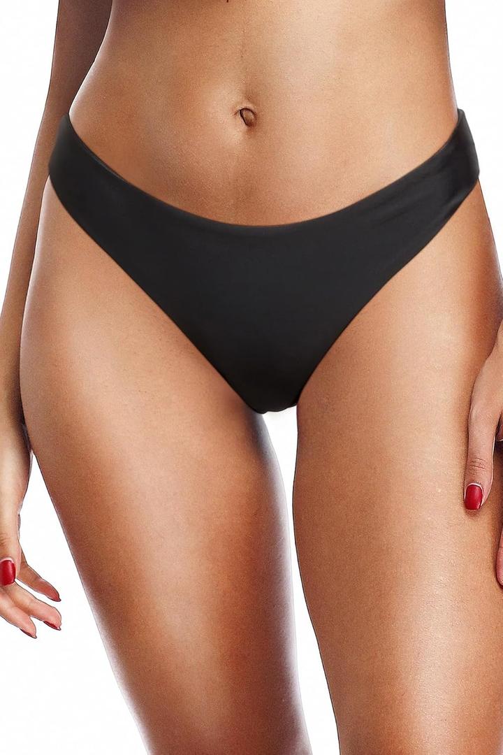 Tempt Me Women Cheeky Bikini Swimsuit Bottom - High Cut Bathing Suit Bottoms Low Rise Brazilian Swim Bottom 2025 Swimwear (Black) M