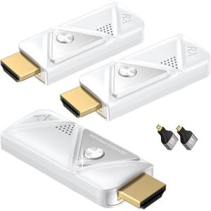 Wireless HDMI Transmitter with 2 Receivers (382FT/100M), 2.4G+5G,Plug & Play,Wireless HDMI Supports 4K Decode & 1080P Full HD Output, Streams from STB, PC, DVD, CCTV to TV, Projector, Monitor
