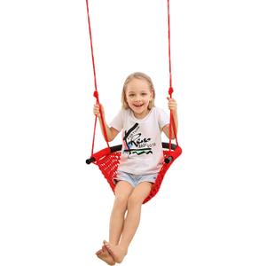 Swing Seat for Kids Heavy Duty Rope Play Secure Children Swing Set,Perfect for Indoor,Outdoor,Playground,Home,Tree,with Snap Hooks and Swing Straps,440 lbs Capacity,Red