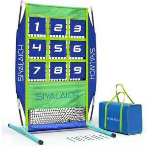 Ultimate Portable Pitching Target Net for Baseball, Softball & Football | Pro-Tested Practice System with Numbered Strike Zone | Includes Carry Bag & Enables Quick Assembly (Blue/Green)