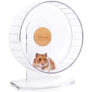 Niteangel Super-Silent Hamster Exercise Wheels - Quiet Spinner Hamster Running Wheels with Adjustable Stand for Hamsters Gerbils Mice Or Other Small Animals (M, Transparent) (Medium)