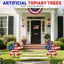 PakaLife 2PCS Front&Back Porch Decor Outdoor Entrance,Patio Decorations Outdoor Clearance,Artificial Red White and Blue Decoration Shaped Topiary Trees for Front Porch Home Garden Patio Decor (Faux Boxwood Bush Plants  Pattern 22pcs)