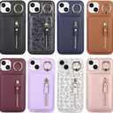 Detachable Magnetic Case for iPhone 14 Plus, 2-in-1 System with Zipper Card Wallet & Built-in Phone Grip - Magsafe Compatible PU Leather Cover - Blue