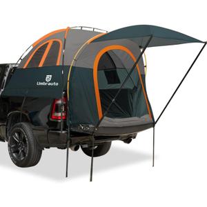 Truck Bed Tent with Awning: 5.5-5.8FT PU3000mm Waterproof Tailgate Pickup Truck Tents, Easy Set-up for 2 Person, Fits Full Size Short Bed, Chevy, Dodge, Ford, GMC, Green