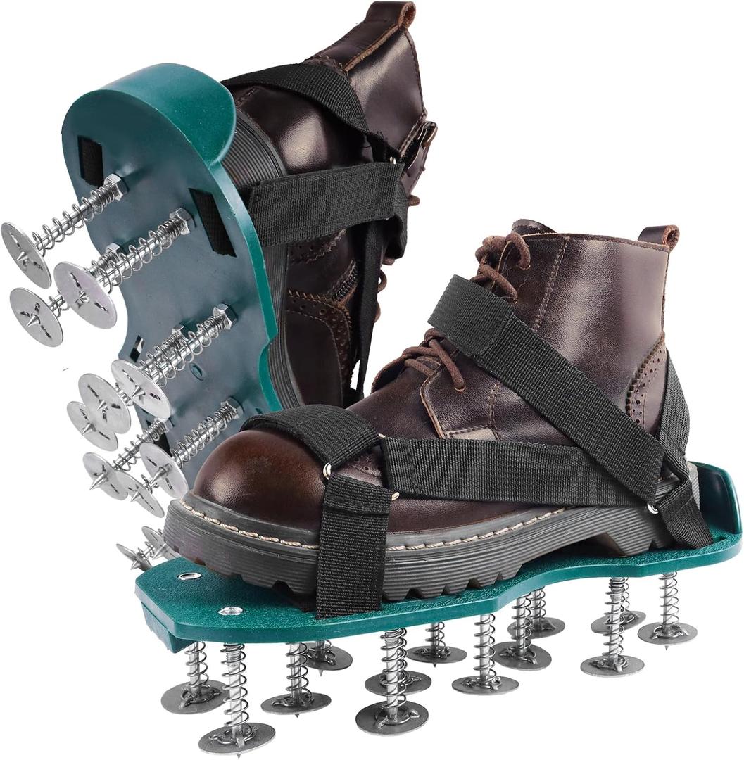 POKSAUAE Adjustable Spiked Lawn Aerator Shoes - Deep Soil Aeration Tool with Breathable Design, Fits 5-12 to Protect Lawn & Boost Soil Health