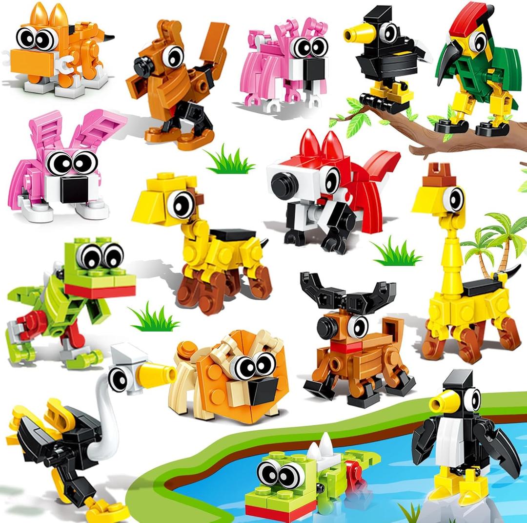 30PCS Mini Animal Building Blocks Summer Party Favors for Kids 4-8 8-12 Birthday Goodie Bags Stuffers Classroom Treasure Box Carnival Prizes Small Toys Bulk Pinata Fillers Return Gifts for Girl Boy