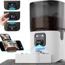 Automatic Cat Feeder with Camera, Adjustable Angle 2.4G WiFi/App Pet Food Dispenser, 6L Timed Dispenser with Two-Way Audio, Auto Pet Feeder with Mat for Cat & Dog, 1-10 Meals Per Day (Cat Feeder with Mat)